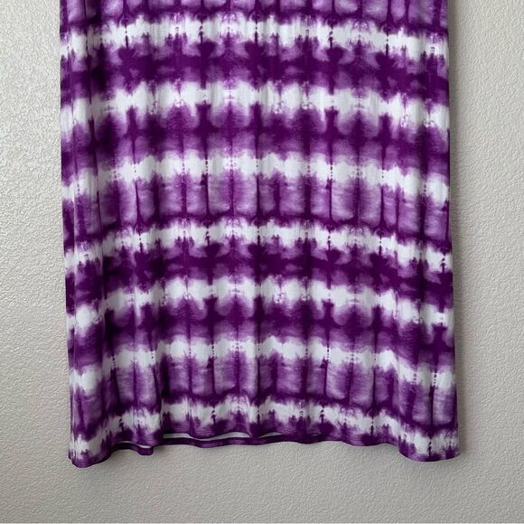 Ava & Viv Boho Purple White Tie Dye Stretchy Maxi Skirt - Picture 4 of 11